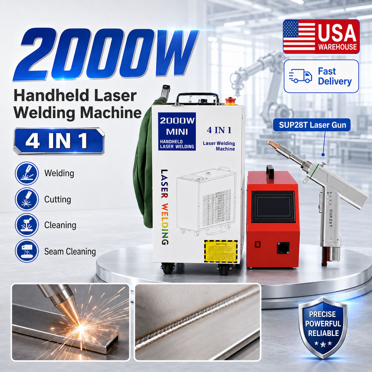 Laser Soldering Machine Handheld - BWT 2000W ファイバーレーザー溶接機 4 in 1