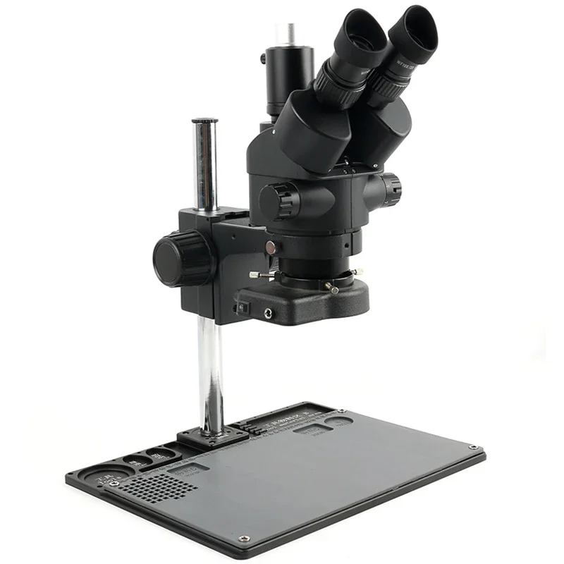 Trinocular Stereo Microscope 7X-45X - 7X-45X ズーム工業用サイマル焦点アルミ合金スタンド実体顕微鏡三眼顕微鏡セット + 0.5X 2.0X 補助レンズ