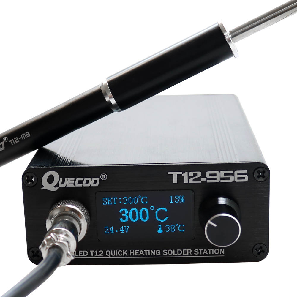 T12 Soldering Station Oled - QUECOO T12-956 はんだ付けデジタルステーション電子はんだごて OLED 1.3 インチ、黒色