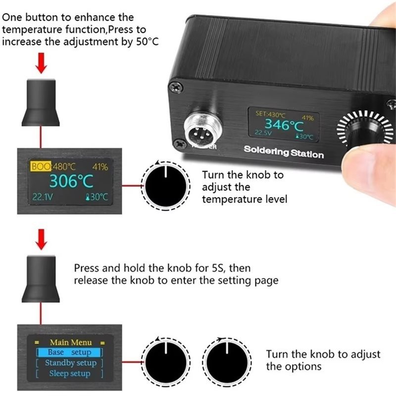 【A56X】T12 ポータブルミニデジタルはんだ付けステーシ - T12 Soldering Station Oled のレビューと価格