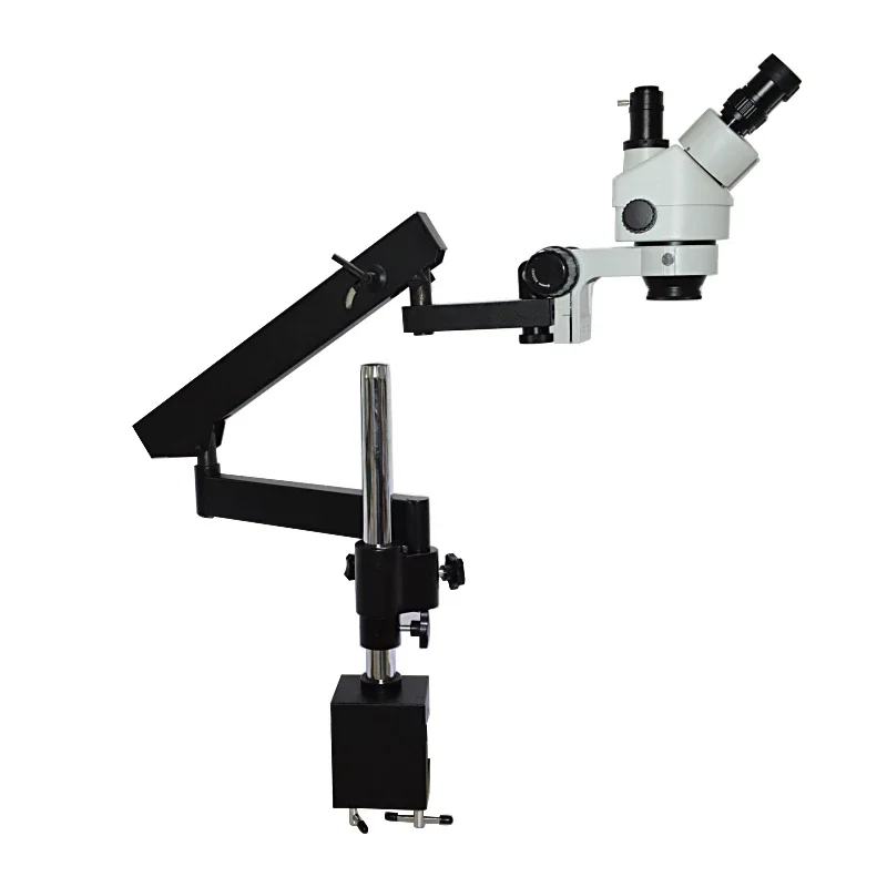 フレキシブル可動式アーム大型移動ブームスタンド三眼実体顕微鏡 - Articulating Arm Boom Stand Microscope のレビューと価格