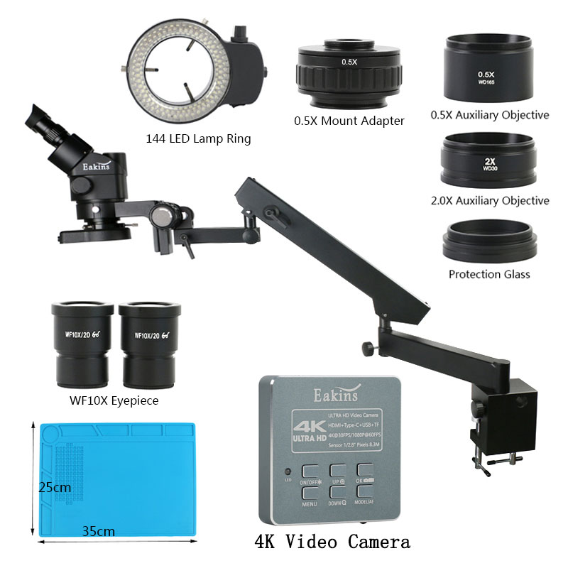 産業用超眼ステレオ三眼顕微鏡,3.5x 90,関節式アーム, - Simul-Focal Industrial Microscope 4K Hdmi のレビューと価格