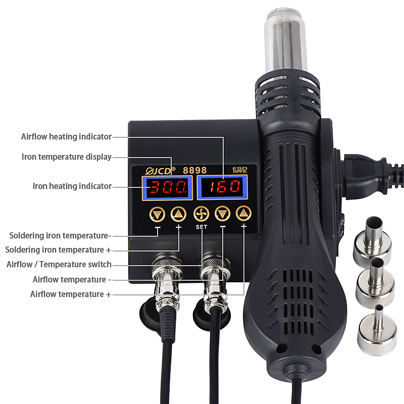 2 in 1 750W ホットエアガン LCD デジタルディ - 2 In 1 Soldering Rework Station 750W のレビューと価格